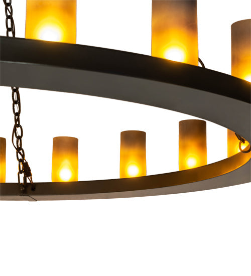 Meyda Lighting Loxley 60" 20-Light Timeless Bronze Chandelier With Frosted Amber Shade Glass