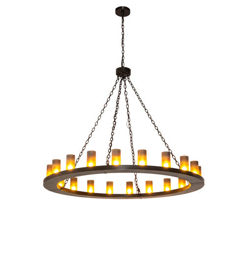 Meyda Lighting Loxley 60" 20-Light Timeless Bronze Chandelier With Frosted Amber Shade Glass