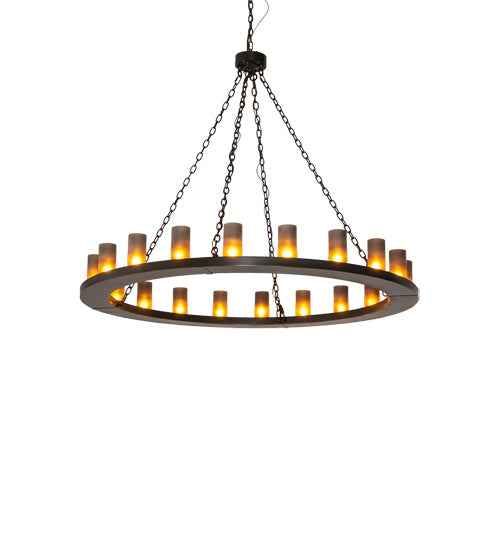 Meyda Lighting Loxley 60" 20-Light Timeless Bronze Chandelier With Frosted Amber Shade Glass