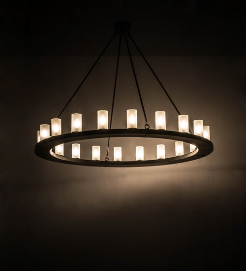 Meyda Lighting Loxley 60" 20-Light Timeless Bronze Chandelier With Frosted Clear Shade Glass