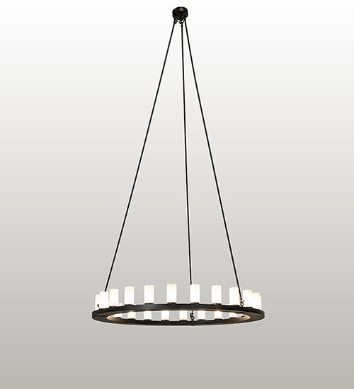 Meyda Lighting Loxley 60" 21-Light Textured Black Chandelier With Frosted Clear Shade Glass