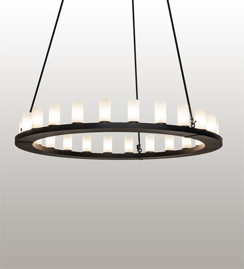 Meyda Lighting Loxley 60" 21-Light Textured Black Chandelier With Frosted Clear Shade Glass