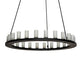 Meyda Lighting Loxley 60" 21-Light Textured Black Chandelier With Frosted Clear Shade Glass