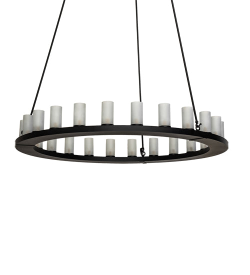 Meyda Lighting Loxley 60" 21-Light Textured Black Chandelier With Frosted Clear Shade Glass