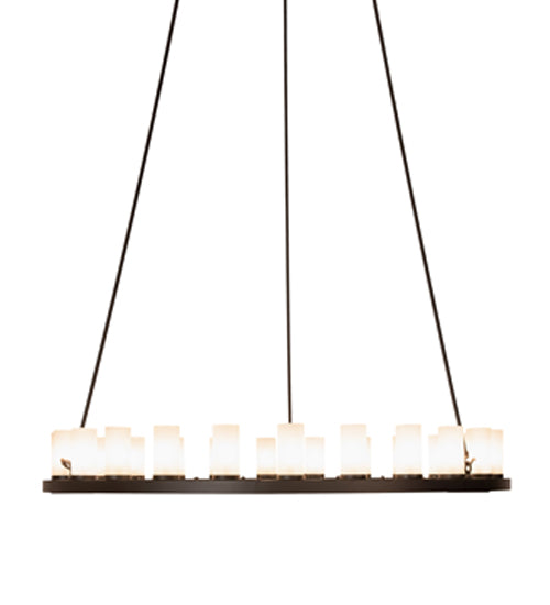 Meyda Lighting Loxley 60" 21-Light Textured Black Chandelier With Frosted Clear Shade Glass