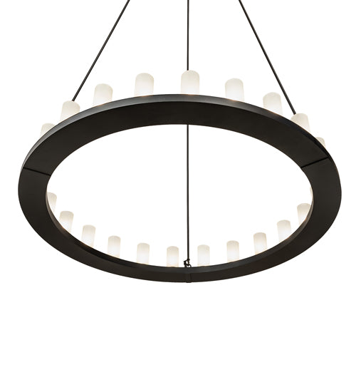 Meyda Lighting Loxley 60" 21-Light Textured Black Chandelier With Frosted Clear Shade Glass