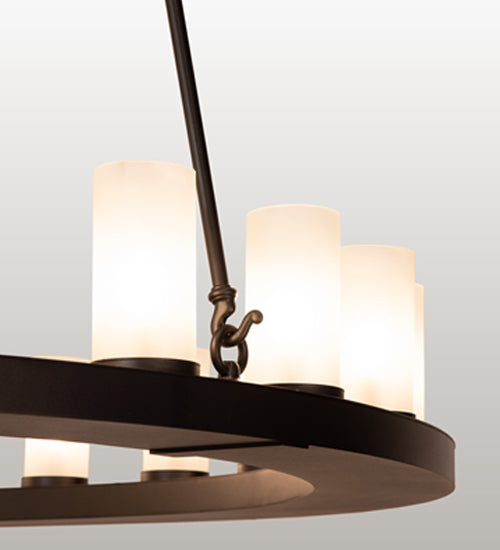 Meyda Lighting Loxley 60" 21-Light Textured Black Chandelier With Frosted Clear Shade Glass