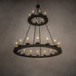 Meyda Lighting Loxley 60" 24-Light 2-Tier Textured Black Chandelier With Ivory Faux Candlelight