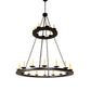 Meyda Lighting Loxley 60" 24-Light 2-Tier Textured Black Chandelier With Ivory Faux Candlelight