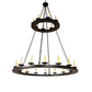 Meyda Lighting Loxley 60" 24-Light 2-Tier Textured Black Chandelier With Ivory Faux Candlelight
