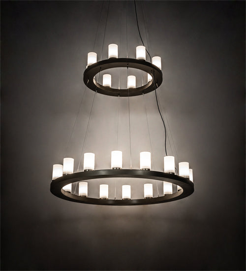 Meyda Lighting Loxley 60" 24-Light English Brown Chandelier With White Statuario Idalight Shade