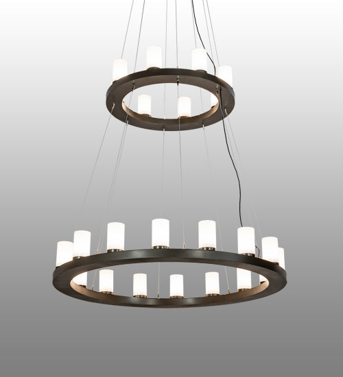 Meyda Lighting Loxley 60" 24-Light English Brown Chandelier With White Statuario Idalight Shade