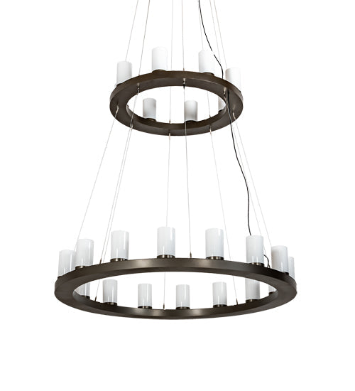 Meyda Lighting Loxley 60" 24-Light English Brown Chandelier With White Statuario Idalight Shade