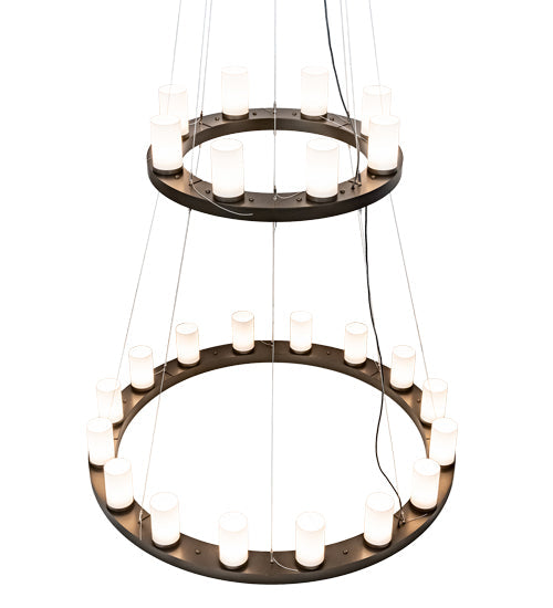 Meyda Lighting Loxley 60" 24-Light English Brown Chandelier With White Statuario Idalight Shade