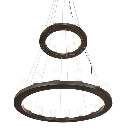 Meyda Lighting Loxley 60" 24-Light English Brown Chandelier With White Statuario Idalight Shade