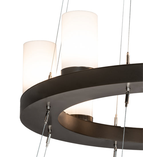 Meyda Lighting Loxley 60" 24-Light English Brown Chandelier With White Statuario Idalight Shade