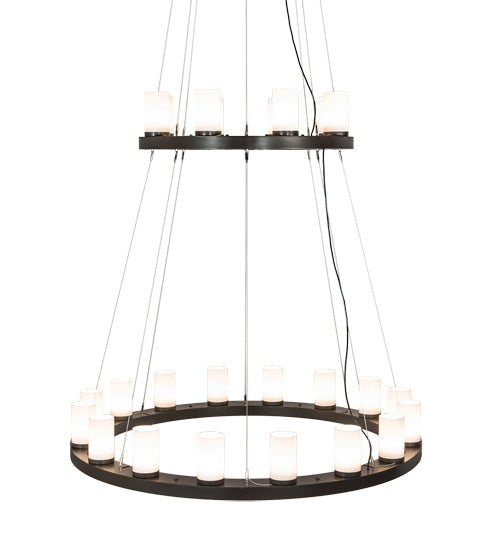 Meyda Lighting Loxley 60" 24-Light English Brown Chandelier With White Statuario Idalight Shade