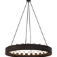 Meyda Lighting Loxley 60" 24-Light Textured Black & Costello Escabroso Chandelier With White Frosted Shade Glass
