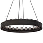 Meyda Lighting Loxley 60" 24-Light Textured Black & Costello Escabroso Chandelier With White Frosted Shade Glass
