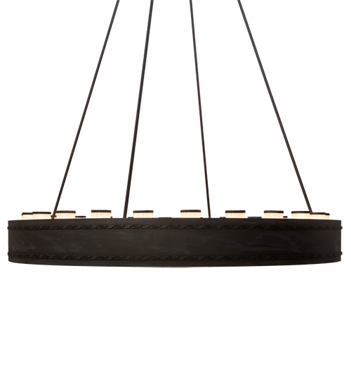 Meyda Lighting Loxley 60" 24-Light Textured Black & Costello Escabroso Chandelier With White Frosted Shade Glass