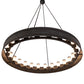 Meyda Lighting Loxley 60" 24-Light Textured Black & Costello Escabroso Chandelier With White Frosted Shade Glass
