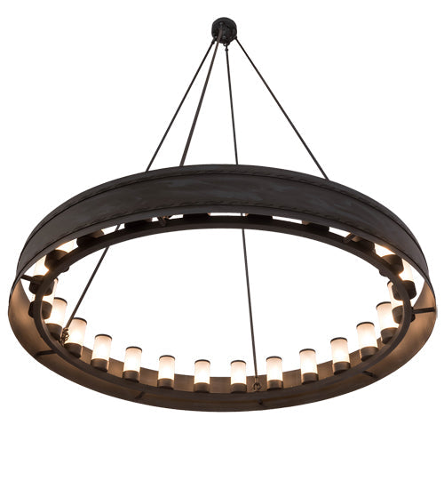 Meyda Lighting Loxley 60" 24-Light Textured Black & Costello Escabroso Chandelier With White Frosted Shade Glass