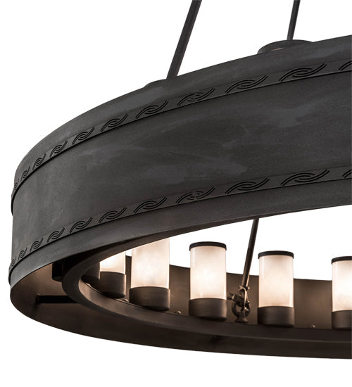 Meyda Lighting Loxley 60" 24-Light Textured Black & Costello Escabroso Chandelier With White Frosted Shade Glass