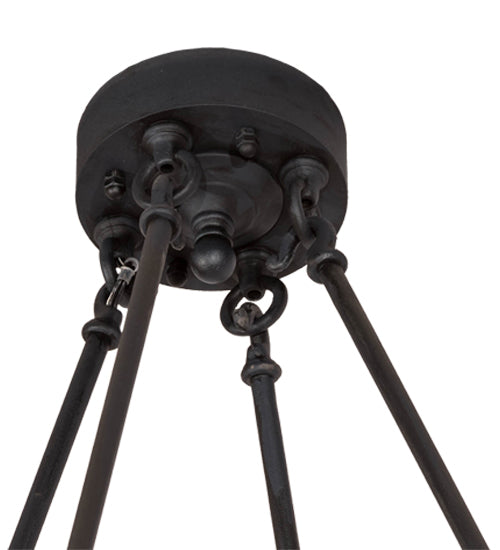 Meyda Lighting Loxley 60" 24-Light Textured Black & Costello Escabroso Chandelier With White Frosted Shade Glass