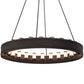 Meyda Lighting Loxley 60" 24-Light Textured Black & Costello Escabroso Chandelier With White Frosted Shade Glass