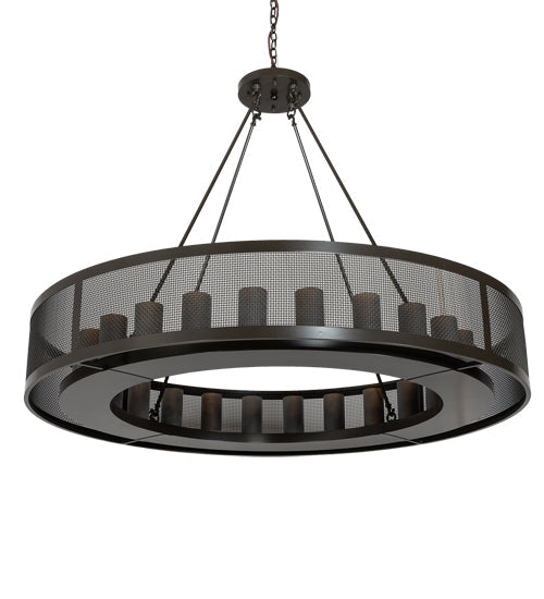 Meyda Lighting Loxley 60" 24-Light Timeless Bronze Golpe Chandelier With Amber Frosted Shade Glass