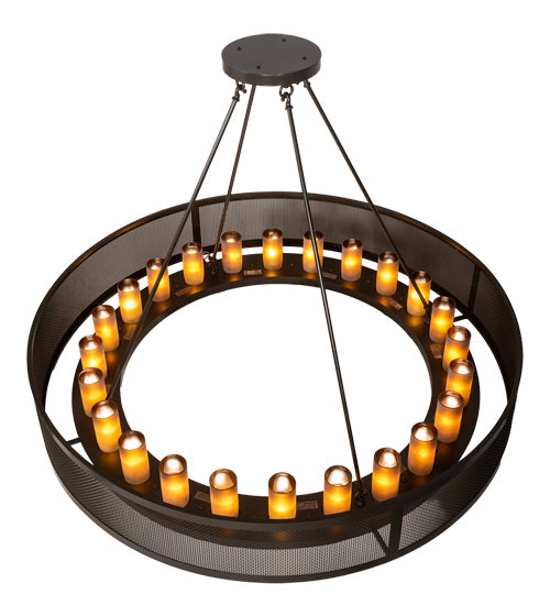 Meyda Lighting Loxley 60" 24-Light Timeless Bronze Golpe Chandelier With Amber Frosted Shade Glass