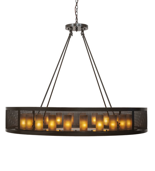 Meyda Lighting Loxley 60" 24-Light Timeless Bronze Golpe Chandelier With Amber Frosted Shade Glass