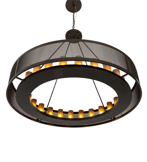 Meyda Lighting Loxley 60" 24-Light Timeless Bronze Golpe Chandelier With Amber Frosted Shade Glass