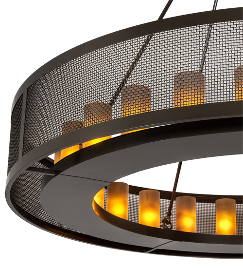 Meyda Lighting Loxley 60" 24-Light Timeless Bronze Golpe Chandelier With Amber Frosted Shade Glass