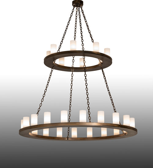 Meyda Lighting Loxley 60" 28-Light 2-Tier Antique Copper Chandelier With Ivory Statuario Idalight Shade
