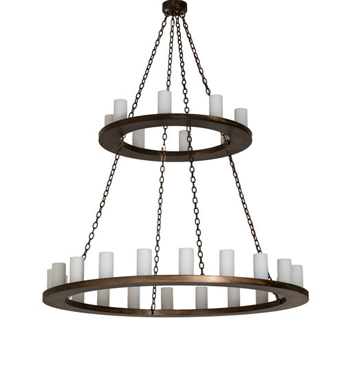 Meyda Lighting Loxley 60" 28-Light 2-Tier Antique Copper Chandelier With Ivory Statuario Idalight Shade