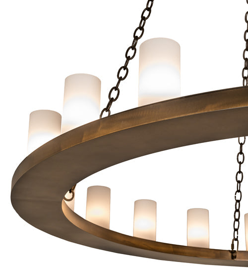 Meyda Lighting Loxley 60" 28-Light 2-Tier Antique Copper Chandelier With Ivory Statuario Idalight Shade