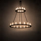 Meyda Lighting Loxley 60" 28-Light 2-Tier Oil Rubbed Bronze Chandelier With Frosted Clear Cylindres Shade Glass