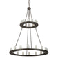 Meyda Lighting Loxley 60" 28-Light 2-Tier Oil Rubbed Bronze Chandelier With Frosted Clear Cylindres Shade Glass