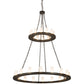 Meyda Lighting Loxley 60" 28-Light 2-Tier Oil Rubbed Bronze Chandelier With Frosted Clear Cylindres Shade Glass