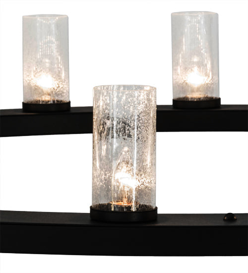 Meyda Lighting Loxley 60" 28-Light 2-Tier Textured Black Chandelier With Clear Seeded Shade Glass