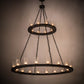 Meyda Lighting Loxley 60" 28-Light 2-Tier Textured Black Chandelier With Clear Seeded Shade Glass