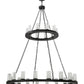 Meyda Lighting Loxley 60" 28-Light 2-Tier Textured Black Chandelier With Clear Seeded Shade Glass