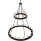Meyda Lighting Loxley 60" 28-Light 2-Tier Textured Black Chandelier With Clear Seeded Shade Glass