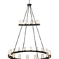 Meyda Lighting Loxley 60" 28-Light 2-Tier Textured Black Chandelier With Clear Seeded Shade Glass