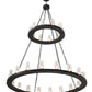 Meyda Lighting Loxley 60" 28-Light 2-Tier Textured Black Chandelier With Clear Seeded Shade Glass