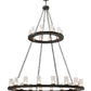 Meyda Lighting Loxley 60" 28-Light 2-Tier Textured Black Chandelier With Clear Seeded Shade Glass