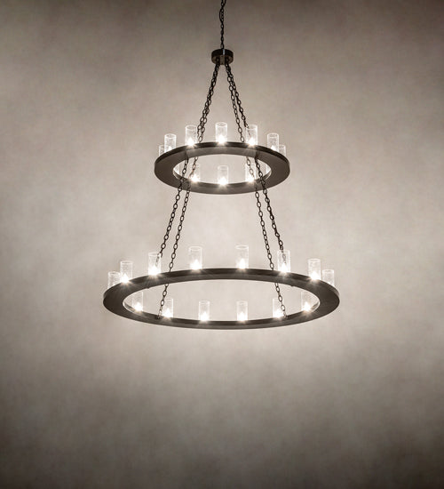 Meyda Lighting Loxley 60" 28-Light 2-Tier Timeless Bronze Chandelier With Clear Seeded Shade Glass