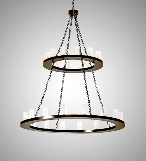 Meyda Lighting Loxley 60" 28-Light 2-Tier Timeless Bronze Chandelier With Clear Seeded Shade Glass