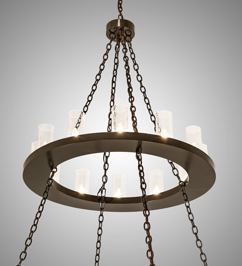 Meyda Lighting Loxley 60" 28-Light 2-Tier Timeless Bronze Chandelier With Clear Seeded Shade Glass